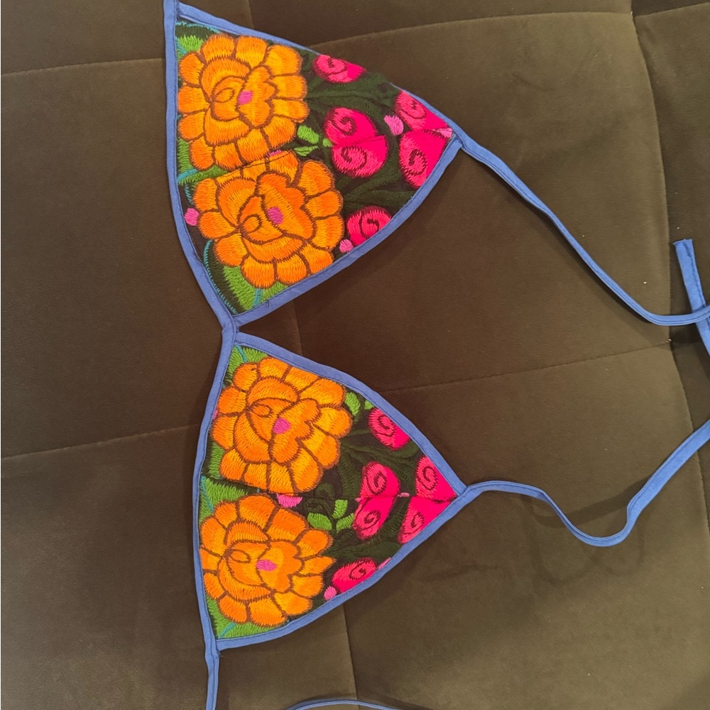 Floral Embroidered Bikini Top